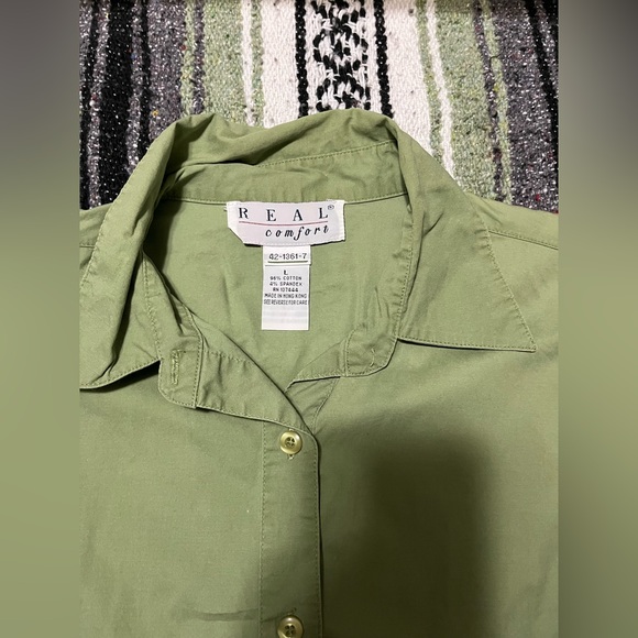 Sage green long sleeve button up shirt - Picture 2 of 2